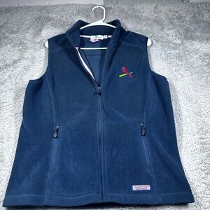 Vineyard Vines Navy Fleece Vest‎ with Pink Accents